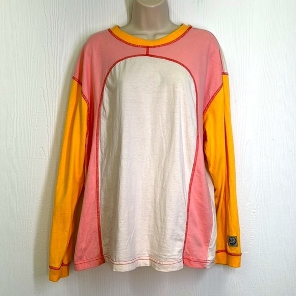 Urban Outfitters - BDG Colby Pastel Fun Color-blocking Long Sleeve T Shirt XS - Picture 2 of 8